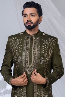 Picture of  Delightful Mehendi Designer Jodhpuri Suit for Engagement, Wedding, and Reception