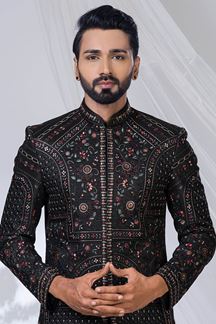Picture of Stylish Black Designer Jodhpuri Suit for Engagement, Wedding, and Reception