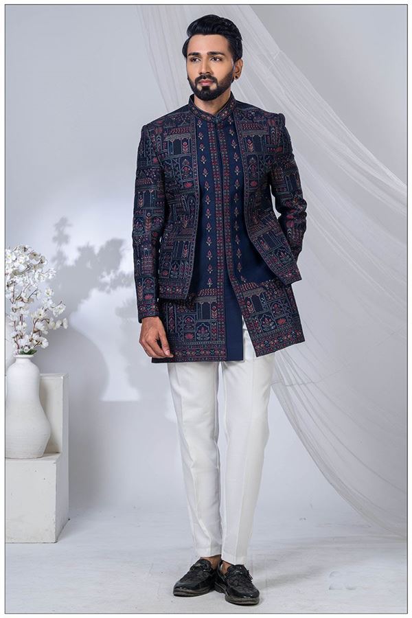 Picture of  Splendid Blue Designer Jodhpuri Suit for Engagement, Wedding, and Reception