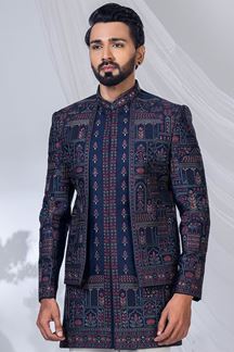 Picture of  Splendid Blue Designer Jodhpuri Suit for Engagement, Wedding, and Reception