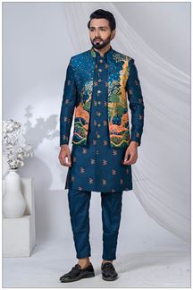 Picture of  Classy Blue Designer Jodhpuri Suit for Engagement, Wedding, and Reception