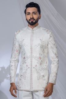 Picture of Elegant Off-White Designer Jodhpuri Suit for Engagement and Reception