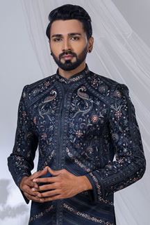 Picture of Fancy Blue Designer Jodhpuri Suit for Engagement, Wedding, and Reception