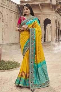 Picture of  Exuberant Silk Designer Saree for Haldi, Wedding and Reception