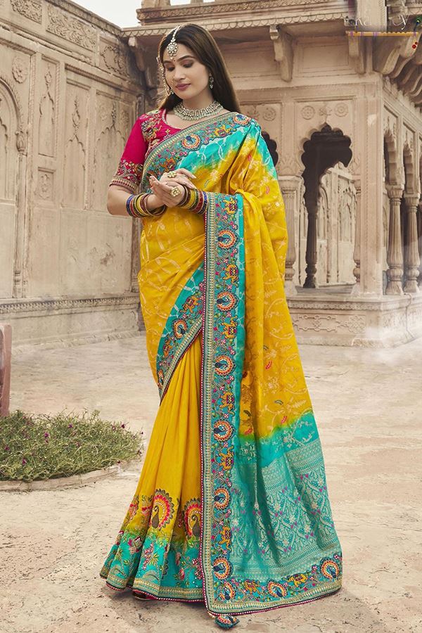Picture of  Exuberant Silk Designer Saree for Haldi, Wedding and Reception