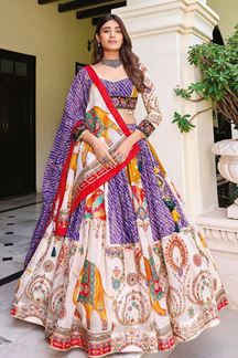 Picture of  Fascinating Viscose Cotton Designer Navratri Lehenga Choli for Garba Dance and Festival Celebrations