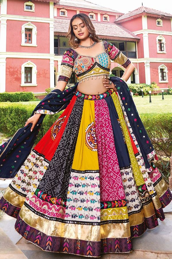 Picture of  Divine Viscose Cotton Designer Navratri Lehenga Choli for Garba Dance and Festival Celebrations