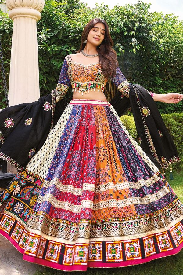 Picture of  Striking Viscose Cotton Designer Navratri Lehenga Choli for Garba Dance and Festival Celebrations