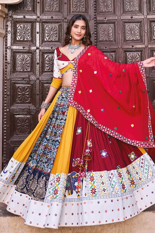 Picture of  Gorgeous Viscose Cotton Designer Navratri Lehenga Choli for Garba Dance and Festival Celebrations