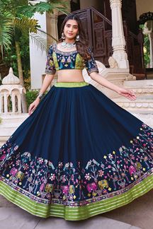 Picture of  Vibrant Viscose Cotton Designer Navratri Lehenga Choli for Garba Dance and Festival Celebrations