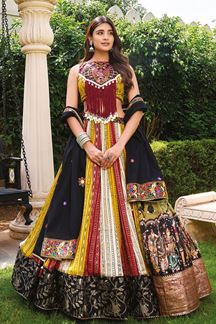 Picture of  Flamboyant Viscose Cotton Designer Navratri Lehenga Choli for Garba Dance and Festival Celebrations