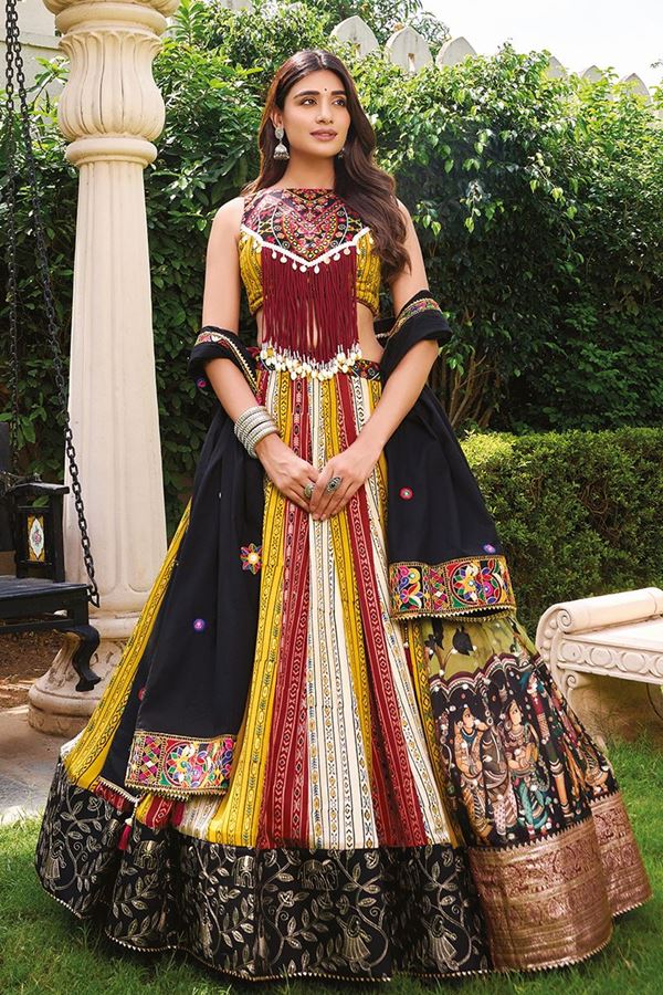 Picture of  Flamboyant Viscose Cotton Designer Navratri Lehenga Choli for Garba Dance and Festival Celebrations