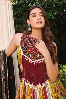 Picture of  Flamboyant Viscose Cotton Designer Navratri Lehenga Choli for Garba Dance and Festival Celebrations
