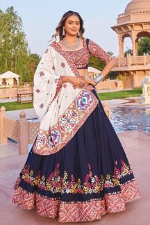 Picture of  Royal Viscose Cotton Designer Navratri Lehenga Choli for Garba Dance and Festival Celebrations