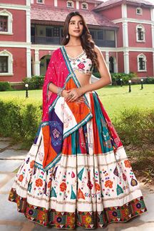 Picture of Breathtaking Viscose Cotton Designer Navratri Lehenga Choli for Garba Dance and Festival Celebrations