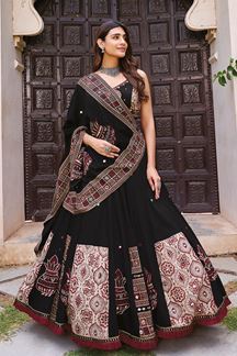 Picture of  Spectacular Viscose Cotton Designer Navratri Lehenga Choli for Garba Dance and Festival Celebrations