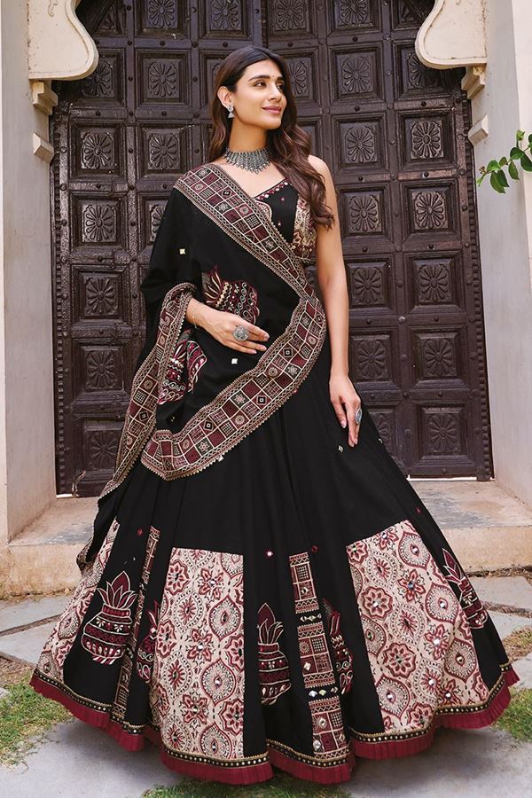 Picture of  Spectacular Viscose Cotton Designer Navratri Lehenga Choli for Garba Dance and Festival Celebrations