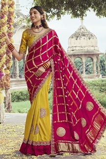 Picture of  Breathtaking Silk Designer Saree for Haldi, Wedding, and Reception