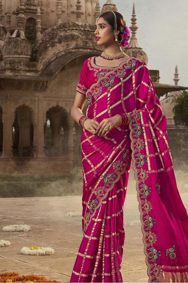 Picture of  Delightful Silk Designer Saree for Wedding and Reception