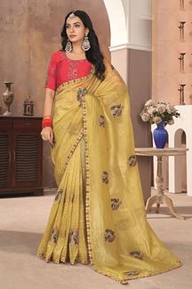 Picture of  Enticing Silk Designer Saree for Haldi, Engagement, and Reception