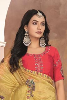 Picture of  Enticing Silk Designer Saree for Haldi, Engagement, and Reception