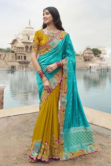 Picture of  Charismatic Silk Designer Saree for Haldi, Wedding, and Reception