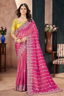 Picture of  Pretty Silk Designer Saree for Engagement, Wedding and Reception