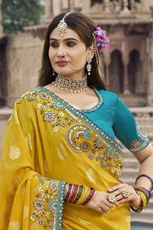 Picture of  Amazing Silk Designer Saree for Haldi, Wedding and Reception