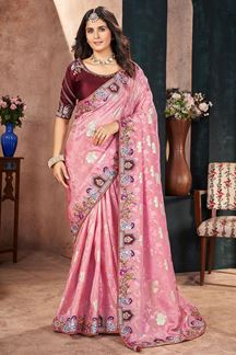 Picture of   Flamboyant Silk Designer Saree for Wedding and Reception