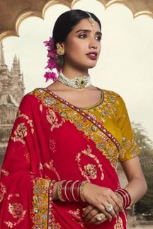 Picture of  Fascinating Silk Designer Saree for Haldi, Wedding and Reception