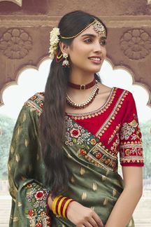 Picture of  Mesmerizing Silk Designer Saree for Mehendi, Wedding and Reception