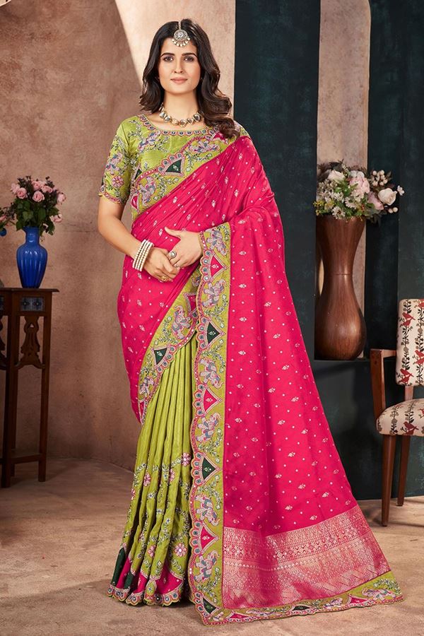 Picture of  Creative Silk Designer Saree for Wedding and Reception