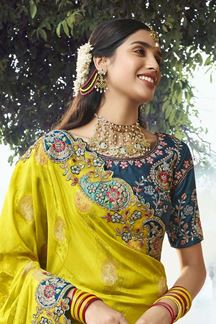 Picture of  Bollywood Silk Designer Saree for Haldi, Wedding and Reception