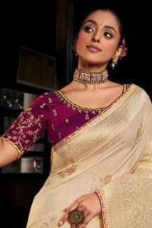 Picture of  Glamorous Soft Dola Viscose Silk Designer Saree for Engagement and Reception