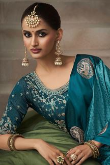 Picture of  Royal Pure Satin Silk Designer Saree for Engagement, Wedding, and Reception