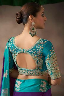 Picture of  Smashing Pure Satin Silk Designer Saree for Engagement, Wedding, and Reception