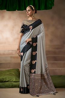 Picture of  Striking Pure Satin Silk Designer Saree for Sangeet and Parties