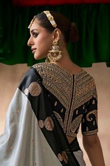 Picture of  Striking Pure Satin Silk Designer Saree for Sangeet and Parties