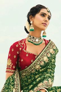 Picture of  Lovely Pure Georgette Designer Saree for Mehendi, Sangeet, and Parties