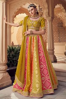 Picture of  Classy Multi and Mustard Designer Wedding Lehenga Choli for Haldi, Wedding, and Reception