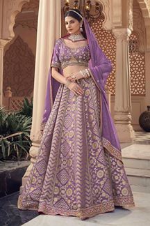 Picture of  Pretty Purple Designer Wedding Lehenga Choli for Wedding and Reception