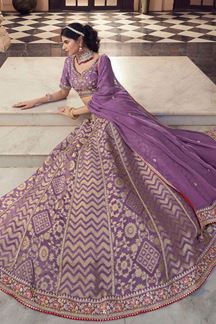 Picture of  Pretty Purple Designer Wedding Lehenga Choli for Wedding and Reception
