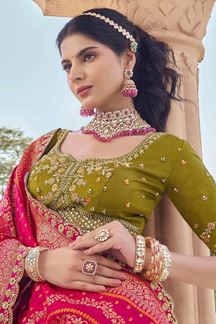 Picture of  Royal Mehendi Green Designer Wedding Lehenga Choli for Mehendi, Wedding, and Reception