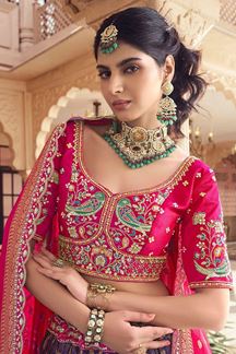 Picture of  Enticing Purple and Pink Designer Wedding Lehenga Choli for Wedding and Reception