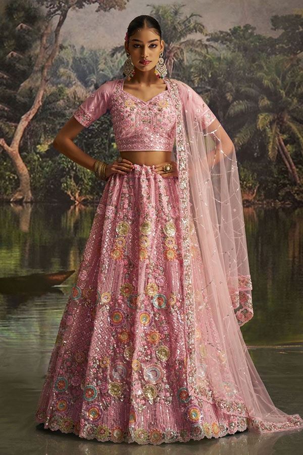Picture of  Attractive Soft Net Designer Wedding Lehenga Choli for Engagement, Wedding, and Reception