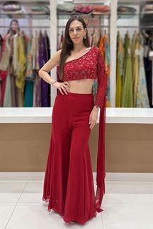 Picture of  Glorious Net Designer Palazzo Suit for Engagement, Sangeet, and Parties