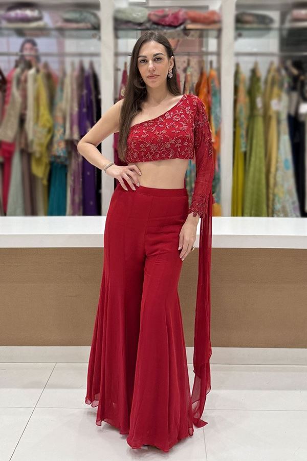 Picture of  Glorious Net Designer Palazzo Suit for Engagement, Sangeet, and Parties