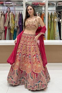 Picture of  Attractive Dola Silk Designer Indo-Western Lehenga Choli for Wedding and Reception
