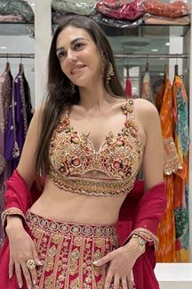 Picture of  Attractive Dola Silk Designer Indo-Western Lehenga Choli for Wedding and Reception