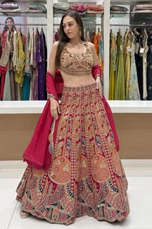 Picture of  Attractive Dola Silk Designer Indo-Western Lehenga Choli for Wedding and Reception